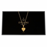 Złoty Naszyjnik Serce Stal Nierdzewna Kryształek Prezent 45cm