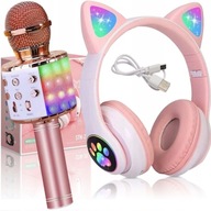 Słuchawki z kocimi uszami - Bluetooth, mikrofon karaoke, podświetlenie