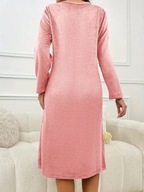 piżama damska koszula sukienka rękaw wzór modna swobodna aksamitna faktura