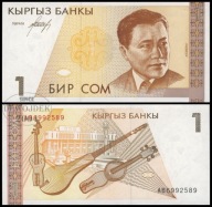 BNB - KIRGISTAN 1 Som 1994 AB 0553387 # P7 # UNC