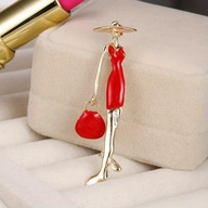 BROSZKA PRZYPINKA PIN dziewczyna dziewczynka girl kobieta dama z torebką