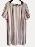 SUKIENKA PLUS SIZE W KOLOROWE PASKI LEN r.44/46