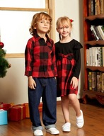 Sukienka z długim rękawem dla dziewczynki krata czerwono czarna 4-5 lat