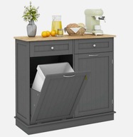 Szafka wyspa kuchenna z gumowym blatem 2 szufladami regulowaną półką szara