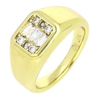 82535 Pierścionek pozłacany 14K średnica 18 mm sygnet z cyrkoniami