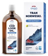 Tran Norweski, 1000mg Omega 3 (Cytryna - Mięta) - 500 ml.