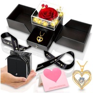 PUDEŁKO Z RÓZĄ LED Z NASZYJNIKIEM NA WALENTYNKI IDELANY PREZENT DLA NIEJ