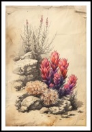 A2 PLAKAT RYSUNEK SZKIC VINTAGE RETRO ROŚLINY BYLINY ŁUBIN