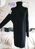 SUKIENKA golf prążkowana TUNIKA PASKI NIETOPERZ ciepła gruba sweterkowa