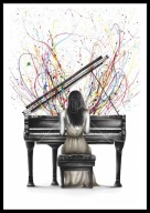A2 PLAKAT MUZYCZNY MUZYKA PIANINO FORTEPIAN PIANISTKA EKSPLOZJA MUZYKI