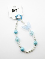 Zawieszka do telefonu kluczy kulki koraliki niebieskie perełki motylek 3D