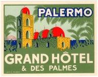reklama hotelowa Palermo GRAND hotel luggage label