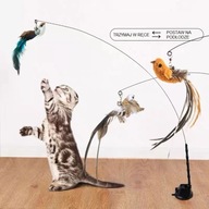 WEDKA DLA KOTA ZABAWKA WEDKA Z PTASZKIEM DO ZABAWY KOT INTERAKTYWNA PTAK