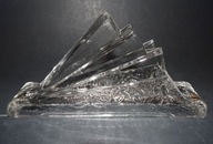 Hortensja, szklany serwetnik wachlarz, szkło art-deco, szkło Prl