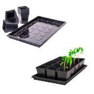 DONICZKI DO ROZSADY PLASTIKOWE NA BALKON 15SZT. 0,5L KWADRATOWE Z PODSTAWKA