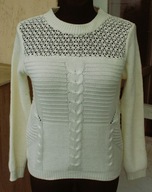 BENO LEX sliczny kremowy ,azurowy sweter r 38/40