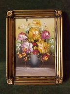 Kwiaty - Obraz ręcznie malowany techniką grubo nakładanej farby