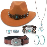 STRÓJ KOSTIUM KOWBOJA DZIKI ZACHÓD KOWBOJKI DAMSKI APASZKA KAPELUSZ KOMPLET