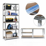 REGAŁ MAGAZYNOWY METALOWY WARSZTATOWY WCISKANY 5 PÓŁEK 180×90×40, 875KG