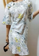 sukienka w KOLOROWE kwiaty z falbankami na plecach vintage M