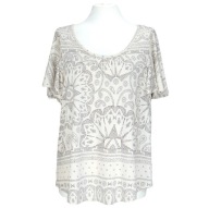 LINDEX luźny letni wzorzysty top bluzka dżersej lyocell 36/38