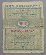 1 cent BON PEWEKS-u z 1960 roku seria BI , bez klauzury , RZADKI