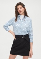 Cropp błękitna niebieska grochy kropki groszki koszula oversize wzór print