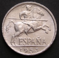 Hiszpania 10 centimos 1953 - stan 1/2