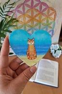 Mini obraz na płótnie malowany olejem Kot rudy pręgowany tiny painting