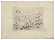 WIELKANOC KURCZĘTA I KWIATY KARNET ORYGINALNA GRAFIKA