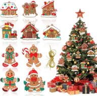 Zawieszki Ozdoby Choinkowe Świąteczne Pierniczki Domki Zestaw 10szt