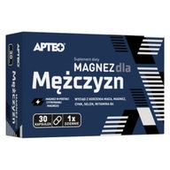 Magnez dla mężczyzn APTEO, wyciąg z korzenia maca, cynk, selen, 30 kapsułek