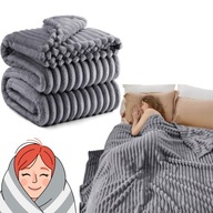 GRUBY KOC 160X200 300G EFEKT 3D CIEPŁY ZIMOWY GRAFITOWY