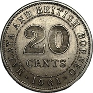MALAJE I BRYTYJSKIE BORNEO - 20 CENTS - 1961 - ELŻBIETA II