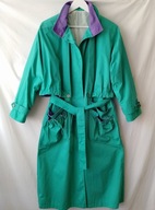 Trencz zielony, bawełniany z fioletowymi wstawkami - 42