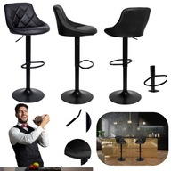 KRZESLO BAROWE OBROTOWE CZARNE BAR HOKER LOFT NOWOCZESNE PIKOWANE STOLEK