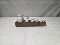 Stare odważniki porcelanowe z okresu Prl-u w etui - zestaw 1/2-20dkg