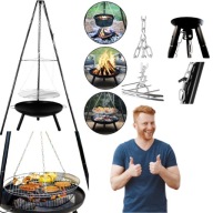 TRÓJNÓG NA OGNISKO GRILL OGRODOWY Z RUSZTEM DO PALENISK 60 CM WYSOKOŚĆ 152