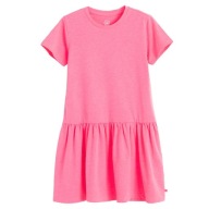 Cool, Sukienka z krótkim rękawem, różowa, fluo, 116 cm