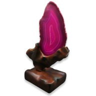 Stiojak. stelaż, stand, drewno, Agat różowy, plaster - prezent, pirografia