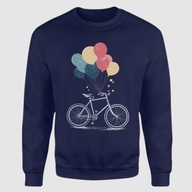 Granatowa Bluza XL Unisex z nadrukiem rowerka i balonów – swoboda i styl