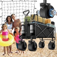 WÓZEK TURYSTYCZNY OGRODOWY TRANSPORTOWY KOŁA TERENOWE 120L TACZKI SKŁADANY