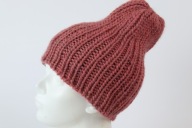 Wełniana czapka Eskimo - rękodzieło, M/L, malwa, wełna, ciepła