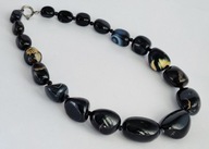 PIĘKNY NASZYJNIK NATURALNY AGAT CZARNY 200 G