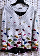 NEW JERSEY - ŚWIETNA NARZUTKA W KOLOROWE PARASOLKI - DLUŻSZY TYŁ ok 50