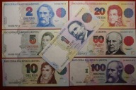ARGENTYNA UNIKAT ZESTAW 1-100 PESOS CONVERTIBLES P-339a-345a,1992, UNC opis