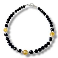 T03 Bransoletka turmalin czarny i cytryn w srebrze 19 cm