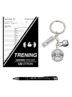 Zeszyt notes treningowy + brelok napis talerz kettlebell + długopis czarny