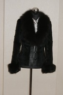 Duże Lisy czarne. Futro królik epilowany i skóra nat. Jak nowa