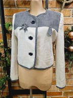 C&A elegancki lniany żakiet marynarka 70% len naturalny linen jacket r. 38